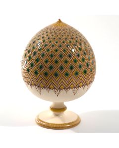 Italian Graffito Green Pumo handmade by Francesco Fasano in Grottaglie, Italy