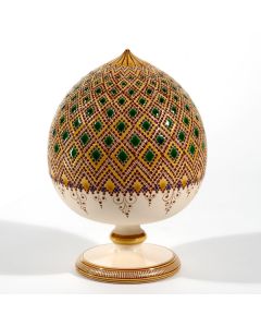 Italian Graffito Green Pumo handmade by Francesco Fasano in Grottaglie, Italy