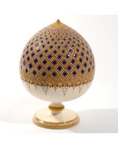 Italian Graffito Blue Pumo handmade by Francesco Fasano in Grottaglie, Italy