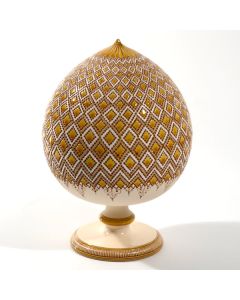 Italian Graffito Yellow Pumo handmade by Francesco Fasano in Grottaglie, Italy