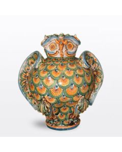 Sicilian figurine featuring an owl by Ceramiche Sofia handcrafted in Caltagirone - Italy