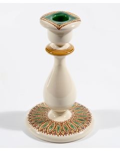 Italian Spicchi Green candle holder handmade by Francesco Fasano in Grottaglie, Italy