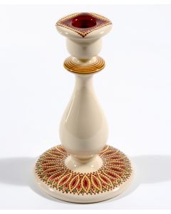 Italian Spicchi Red candle holder handmade by Francesco Fasano in Grottaglie, Italy