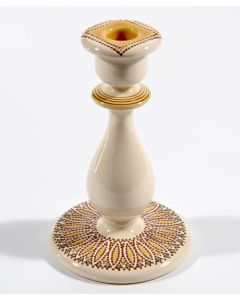 Italian Spicchi Yellow candle holder handmade by Francesco Fasano in Grottaglie, Italy