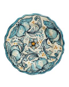 Italian ceramic dinner plate from the Limoni Blu Sicilia Collection handmade by Ghenos in Sicily