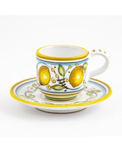 Limoni Italian espresso cup and saucer handmade by Fima in Deruta