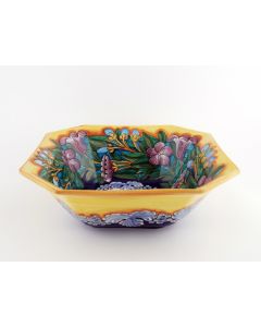 Italian octagonal serving bowl Lilium from the Ottagonali Collection handmade by Francesca Niccacci in Deruta