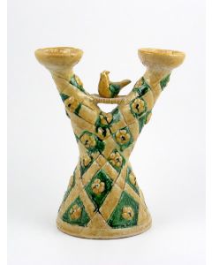 Tuscan Bird candle holder handcrafted by ND Dolfi in Montelupo Fiorentino, Italy