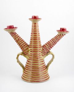Tuscan Stripes candle holder handcrafted by ND Dolfi in Montelupo Fiorentino, Italy