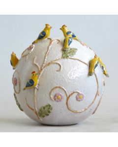 Tuscan Birds sphere handcrafted by ND Dolfi in Montelupo Fiorentino, Italy