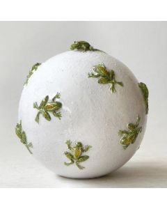 Tuscan white Frogs sphere handcrafted by ND Dolfi in Montelupo Fiorentino, Italy