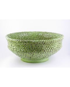 Tuscan centerpiece with en relief dots handcrafted by ND Dolfi in Montelupo Fiorentino, Italy