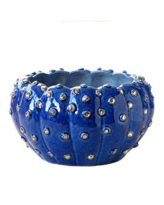 Tuscan Golden Dots centerpiece bowl handcrafted by ND Dolfi in Montelupo Fiorentino, Italy