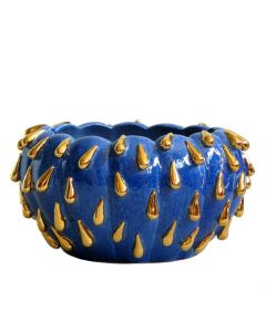 Tuscan Golden Drops centerpiece bowl handcrafted by ND Dolfi in Montelupo Fiorentino, Italy
