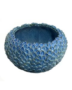 Tuscan Blues Scales centerpiece bowl handcrafted by ND Dolfi in Montelupo Fiorentino, Italy