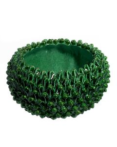 Tuscan Green Scales centerpiece bowl handcrafted by ND Dolfi in Montelupo Fiorentino, Italy