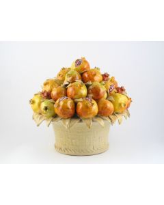 Tuscan Basket of Pomegranates handcrafted by ND Dolfi in Montelupo Fiorentino, Italy