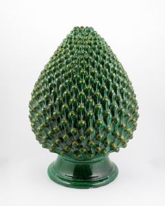 Tuscan green Pine Cone table lamp handcrafted by ND Dolfi in Montelupo Fiorentino, Italy