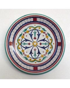 Tuscan geometric wall plate 01 handcrafted by ND Dolfi in Montelupo Fiorentino, Italy