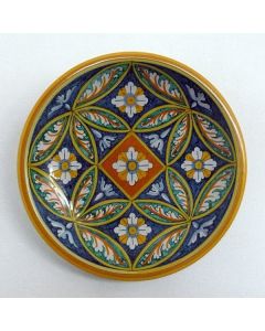 Tuscan geometric wall plate 04 handcrafted by ND Dolfi in Montelupo Fiorentino, Italy