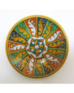 Tuscan geometric wall plate 06 handcrafted by ND Dolfi in Montelupo Fiorentino, Italy