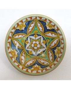 Tuscan geometric wall plate 07 handcrafted by ND Dolfi in Montelupo Fiorentino, Italy