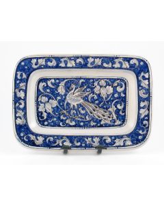 Italian wall plate from the Peacock collection handmade by Ceramiche Rampini in Gubbio, Italy