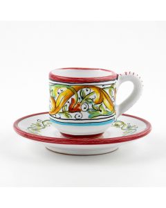Primizia Italian espresso cup and saucer handmade by Fima in Deruta