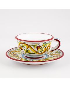 Primizia Italian tea cup and saucer handmade by Fima in Deruta