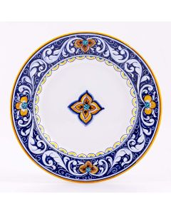 Deruta dinner plate from the Rameggi collection, handmade by Antica Deruta - Italy