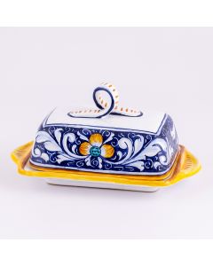 Deruta butter dish from the Rameggi collection, handmade by Antica Deruta - Italy