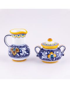 Deruta creamer & sugar set from the Rameggi collection, handmade by Antica Deruta - Italy