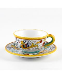 Raffaellesco Italian tea cup and saucer handmade by Fima in Deruta