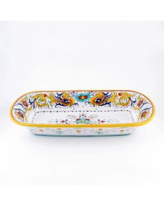 Raffaellesco Italian rectangular bowl handmade by Fima in Deruta