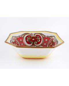 Italian octagonal serving bowl Rosso Antico from the Ottagonali Collection handmade by Francesca Niccacci in Deruta