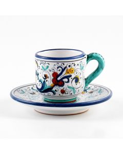 Ricco Deruta Blu Italian espresso cup and saucer handmade by Fima in Deruta