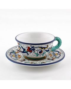 Ricco Deruta Blu Italian tea cup and saucer handmade by Fima in Deruta