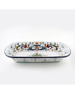 Ricco Deruta Blu Italian rectangular bowl handmade by Fima in Deruta