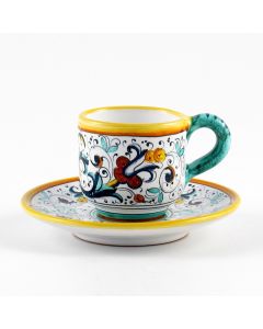 Ricco Deruta Classico Italian espresso cup and saucer handmade by Fima in Deruta