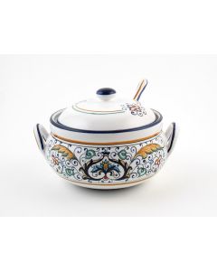 Rinascimento Italian sugar bowl handmade by Fima in Deruta