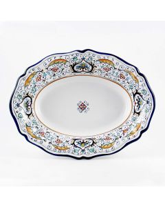 Rinascimento Italian oval serving bowl handmade by Fima in Deruta