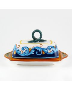 Italian butter dish from the Geometrico S12 Collection handmade by Eugenio Ricciarelli - Deruta, Rapallo, Amalfi