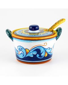 Italian cheese jar from the Geometrico S12 Collection handmade by Eugenio Ricciarelli - Deruta, Rapallo, Amalfi