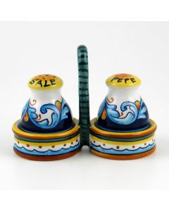 Italian salt and pepper shakers set from the Geometrico S12 Collection handmade by Eugenio Ricciarelli - Deruta, Rapallo, Amalfi
