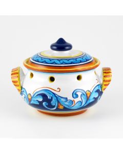 Italian garlic jar from the Geometrico S12 Collection handmade by Eugenio Ricciarelli - Deruta, Rapallo, Amalfi