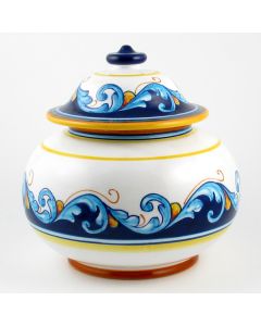 Italian cookie jar from the Geometrico S12 Collection handmade by Eugenio Ricciarelli - Deruta, Rapallo, Amalfi