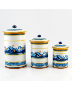 Italian canister from the Geometrico S12 Collection handmade by Eugenio Ricciarelli - Deruta, Rapallo, Amalfi