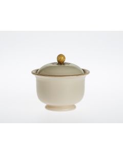 Italian sugar bowl from the Rubino collection, handmade by Francesco Fasano in Grottaglie, Italy