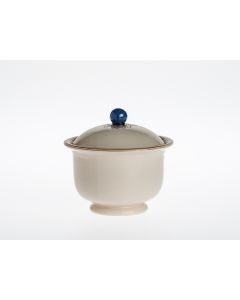 Italian sugar bowl from the Zaffiro collection, handmade by Francesco Fasano in Grottaglie, Italy
