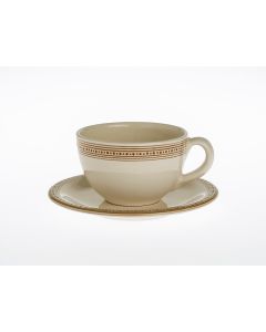 Italian tea cup and saucer from the Rubino collection, handmade by Francesco Fasano in Grottaglie, Italy